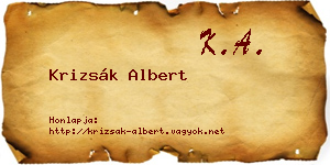 Krizsák Albert névjegykártya