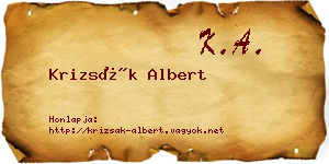 Krizsák Albert névjegykártya