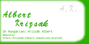 albert krizsak business card