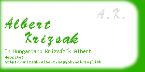 albert krizsak business card